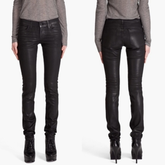 J Brand Denim - J BRAND waxed skinny jeans sz 26 oiled dark wash